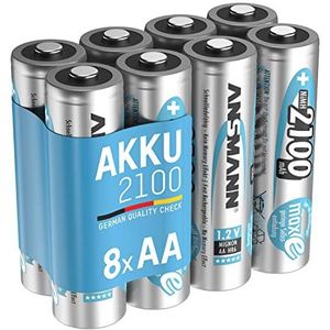 ANSMANN Accu AA 2.100 mAh NiMH 1,2 V (8 stuks) - oplaadbare penlitebatterijen AA, maxE geringe zelfontlading voor jarenlang gebruik