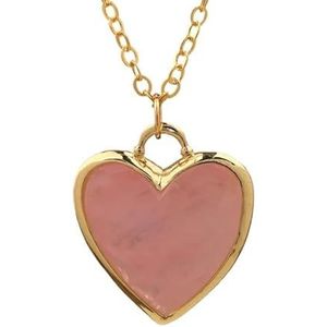 Women Heart Lapis Pendant Gold Chains Necklace Classic Natural Amethyst Roses Quartz Necklace Teengirl Jewelry (Color : Rose Quartz)