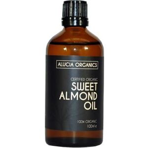 ALUCIA ORGANICS Gecertificeerde Biologische Zoete Amandelolie - 100% Pure Amandelolie voor Gezicht, Lichaam & Haar - Natuurlijk, Koudgeperst & Ongeraffineerd - Veganistisch & WreedVrij (100ml)