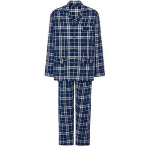 El Búho NOCTURNO Flanellen Pyjama Heren Geruite Winterkatoenen Pyjamaset Voor Heren, 100% Katoen, Blauw 2819, 4XL
