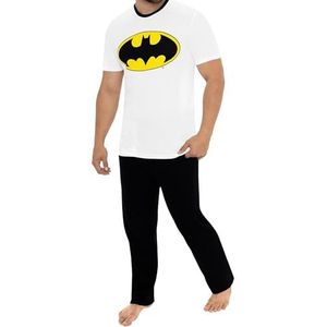 BATMAN Heren Pyjama | Batarang | Korte Mouwen | Katoen | Wit Medium