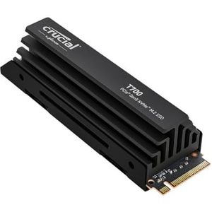 Crucial T700 2TB PCIe Gen5 NVMe M.2 Interne Gaming SSD met Premium Koellichaam, Tot 12.400MB/s, PCIe 4.0 Compatibel, Microsoft DirectStorage, Solid State Drive - CT2000T700SSD5