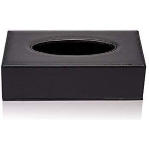Decopatent Tissue box Kunstleer - Tissues Tissuedoos - Luxe doos voor Servetten - Zakdoekjeshouder - Tissue box houder - Zwart