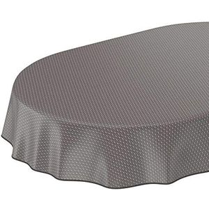 ANRO Afwasbaar tafelzeil, modern, donkergrijs, ovaal, 240 x 140 cm, met zoom, omzoomd