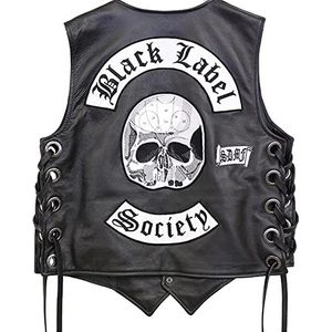 Suiting Style Biker Jacket Rider Vest Black Label Society Geborduurde Patch Motorfiets Lederen Vest voor Mannen, leder, M