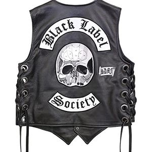 Suiting Style Biker Jacket Rider Vest Black Label Society geborduurde patch motorfiets lederen vest voor mannen, leder, M