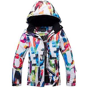 YOJOLO Kleurrijke bedrukte dames ski-jack bovenkleding waterdicht winddicht Thermo Mountain windbreaker jas, A, XL