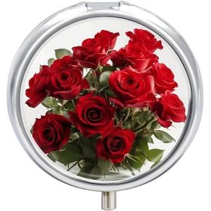 Verse Rode Rozen Pillendoos Ronde Draagbare Pil Organizer Waterdichte Dagelijkse Vitamine Houder Dozen Creatieve 3 Compartiment Geneeskunde Pil Case voor Portemonnee Of Pocket