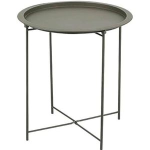 GZDZ Ronde tafel, afneembare lade eindtafel, kleine bijzettafel voor bank, sofa tafel met metalen frame voor woonkamer, slaapkamer, nachtkastje, balkon, elke kamer (grijs)