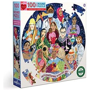 eeBoo Ronde puzzel met 100 stukjes, vrouwendag van gerecycled karton, voor kinderen vanaf 5 jaar en meer, PZWND