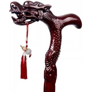 DQZRTUECA Drakenkop wandelstok van hout, draagvermogen 130 kg, for een hoogte van 150-180 cm(Use Height 165-170Cm)