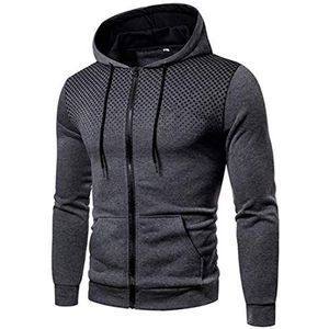 Heren Casual Hoodies met volledige rits Lichtgewicht Sport Sweatshirts Trui Hooded Jas Heren Hoodie Sweatshirts Mannen Casual Fleece Trui Hoody Top voor hardlopen, Gym & Werkkleding …, D-grijs, L