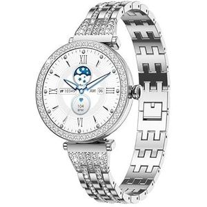Dames Smart Watch Call AMOLED HD Scherm Waterdicht Draadloos opladen Diameter 38 mm (Color : Steel)