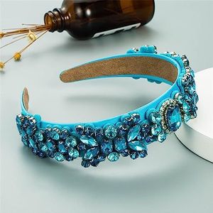 Vrouwen Blauwe Hoofdband Mode Casual Crystal Haarband Strass Gewatteerde Hoofddeksels Tulband Volwassen Haaraccessoires 11
