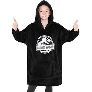Jurassic World sweatvest voor kinderen, dinosaurus, oversized, voor jongens, van fleece, Zwart