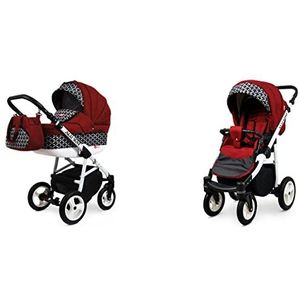 BabyLux Aluway 2 in 1 Baby Reis Systeem Kinderwagen Verstelbare Afneembare Regenhoes Voetenzak Pasgeborene tot Baby Polyurethaan Schuim Band Optical Chili