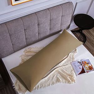 Set van 1 kussensloop, 100% katoen, 45 x 150 cm, 1 stuk, superzacht premium jersey hoofdkussensloop, beige