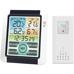 Draadloos weerstation Groot scherm Digitale binnen-buitenthermometer Hygrometer Monitor Wekker met zendersensor,Nauwkeurig voorspellen(1 clock 1 sensor)