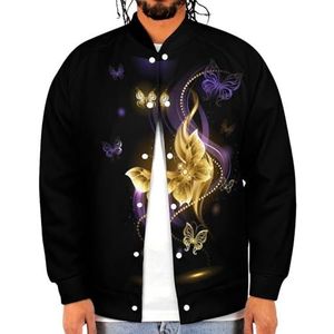 Magische Gouden Vlinders Grappige Mannen Baseball Jacket Gedrukt Jas Zacht Sweatshirt Voor Lente Herfst