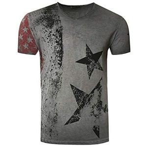 Heren T-Shirt USA Stars and Stripes V-hals Regular Fit Ronde hals Verwassen S M L XL XXL 3XL 236