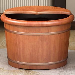 PA-DABAOO Houten Voetbadbad Met Deksel, Massief Houten Voetbad, Voetbad, Pedicure Bassin, Multifunctioneel Houten Bekken, Geschikt Voor Spa Massage Familie Hotel Voet Wassen,25cm
