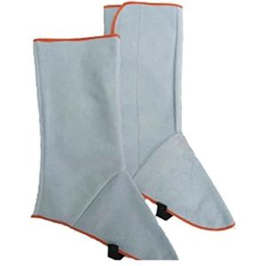 Haak en lus lasleer leer lange schoenen laarzen lederen las brandbeveiliging lasser voet deksel slijtage isolatie veiligheidsschoenen(Grey,36cm)