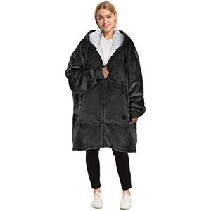 Catalonia Classy Oversized hoodie-deken, donzige capuchondeken, dameshoodie met enorme oversized ritssluiting, super zacht, warm, draagbaar sherpa-deken, cadeau-idee