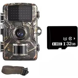 Hunting Trail Camera 16mp 1080p Wildlife Scouting Camera Met 12m Nachtzicht Bewegingssensor Ip66 Waterdicht Duidelijk Eenvoudig(With 32GB card)