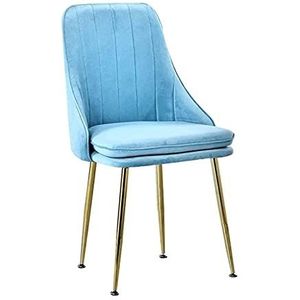 GEIRONV 1 stks zachte fluwelen eetkamerstoelen, met rugleuning gevoerde stoel voor kantoor lounge keuken slaapkamer stoelen 42 × 38 × 85 cm Eetstoelen (Color : Light blue)