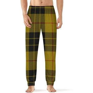 Geel Zwart Tartan Mannen Pyjama Broek Zachte Lounge Bottoms Met Pocket Slaap Broek Loungewear