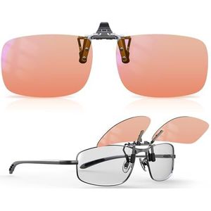 Goiteia FL-Rose migraine clip op bril-Amber Clip-on blauw licht blokkerende bril voor ogen spanning/lichtgevoelige/fluorescerende LED-verlichting/computerscherm verblinding