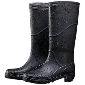 YDYAENIO Waterdichte Tuin Wellies Heren Knie Hoge Regen Schoenen Mannen Outdoor Wader Cost Thicken Mid Kuit Laarzen voor Wandelen Wellies (Knie hoog Zwart, 46)