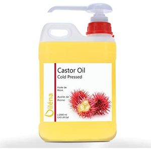 Biologische Castorolie – 2000 ml – Koudgeperst & 100% Natuurlijk – Voor Wimpergroei, Haarverzorging, Baard, Nagelriemen & Huid – Vegan & Zonder Toevoegingen