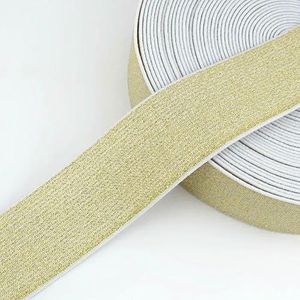 meter 10-50 mm nylon elastiek voor kledingriemen, elastieken, rokken, tailleband, decoratie, rekband, knutselen, naaiaccessoires, goudwit, 50 mm, 5 meter