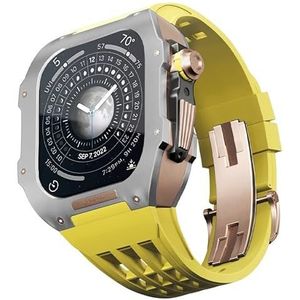 OFWAX Rubberen horlogeband Titanium legering Bezel Case, Voor Apple Watch 7/8 45mm Serie Horloge Vervanging Accessoires, Roestvrij Staal Horloge Case Band Mod Kit Accessoires, 45MM, agaat