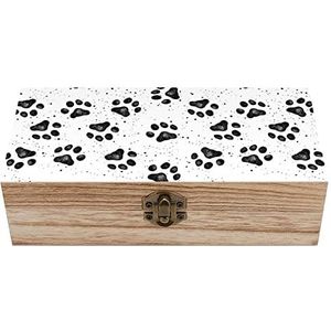 Hondenpoot prints houten kist met deksel opbergdozen organiseren juwelendoos decoratieve dozen voor vrouwen mannen