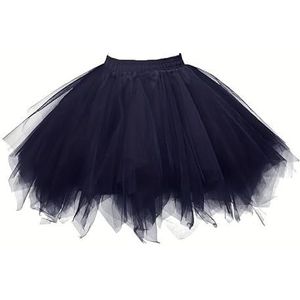 Boolavard Carnavalskostuum Dames Tutu Tule Rok 50s Vintage Tule Rok Petticoat Korte Ballet (DE/NL/SE/PL, Alfabetisch, XXL, 3XL, Regular, Regular, Zwart)
