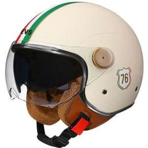 Open gezicht motorhelm volwassen dames heren 3/4 retro klassieke bromfiets motorhelm DOT/ECE goedgekeurd half gezicht vintage scooter jethelmen met vizier 1,M