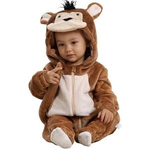 Doladola Baby Hooded Onesies Cartoon Animal Romper Baby Loungewear Pasgeboren Outfits Jumpsuit (Aap, 12-18 maanden)