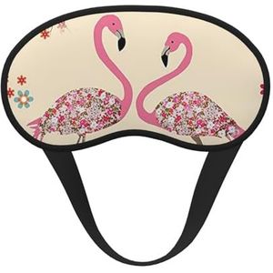 FZGGWYHL Flamingo's en bloemen bedrukt verduisterend slaapmasker hulpmiddel oogmasker reizen slaap oogmasker