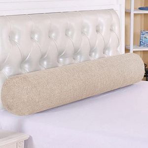 Cilinderkussen, rond, neksteun, lendenkussen, voor op de bank of in bed, om een spleet mee af te sluiten (12 x 90 cm, beige)