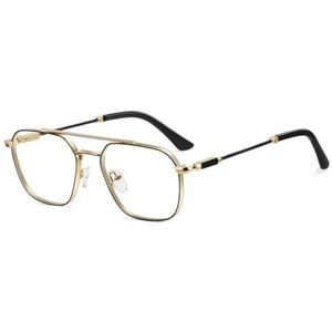 moomoobird - Anti-blauw Licht Bril - Zwart Goud Frame - Metalen Vierkant Montuur