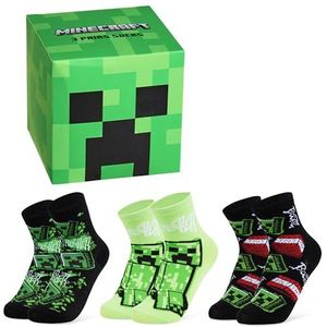 Minecraft Kuitsokken voor kinderen, multipack ��– cadeau voor kinderen, Groene emmer, 3 stuks, 31-36