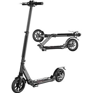 Scooter for volwassenen Opvouwbare scooter for volwassenen met grote wielen en schijfhandrem Dubbele vering en in hoogte verstelbaar cadeau for meisjes en jongens Ondersteunt 220 lbs (Color : Black)