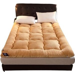 QAUUCP Dubbelzijdig bruikbare matras van 1,8 m voor bed, slaapzaal, eenpersoons, tweepersoons tatami, dikke warme winterfuton vloermatras (geel, 120 x 200 cm)