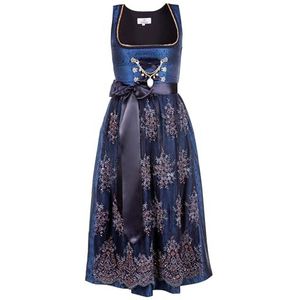Edelnice Trachtenmode Exclusieve designer dirndl lang Josepha incl. kant dirndlschort en charivari mt. 32-56, blauw, 54