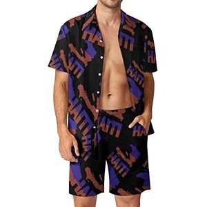 Haïti kaart vlag Hawaiiaanse sets voor mannen button down korte mouw trainingspak strand outfits XL