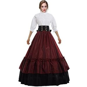 GRACEART Middeleeuws Kostuum Vrouwen Victoriaanse Vintage Retro Fancy Dress Suit (L, Wijnrood)