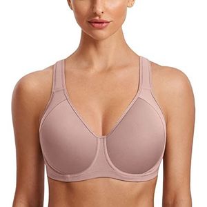 SYROKAN Coolmax High Impact Sportbeha's Voor Dames Met Beugels Volledig Figuur Hardlooptraining Steen 70H