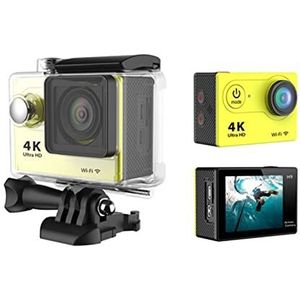 Actiecamera 4K WIFI 2.0 inch mini 1 2mp Outdoor Go Waterdichte Pro 170D Fietshelm Foto Video Recording 4K Sport Cam DV(Color:Giallo)